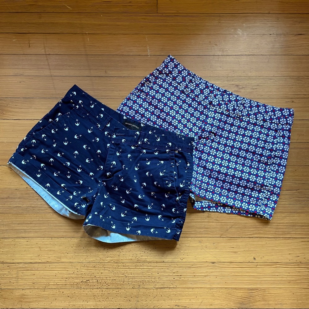 Pair of Preppy Shorts: Navy Anchors, Floral Print